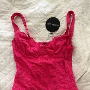 White Fox Boutique Vibrant Pink Lace Top